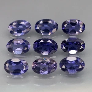 Oval 6x4 mm.Ravishing Color&Full Fire Natural Violet Iolite Africa 9Pcs/3.21Ct. - Picture 1 of 6