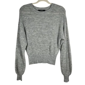 Vero Moda Vilma Sweater Womens XS Gray O-Neck Alpaca Wool Blend Soft Puff Sleeve - Picture 1 of 11
