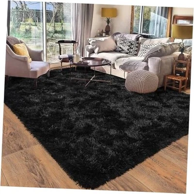Black Rugs for Living Room 10x14, Soft Shaggy Modern Shag Area Rug for  - Image 1 of 4