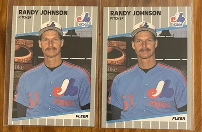 2 card lot 1989 Fleer Randy Johnson RC #381 HOF FREE SHIPPING - Image 1 of 2