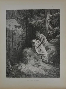Antigua impresión artística de Gustave Dore Chactas y Atala nativo americano 1880 victoriano - Imagen 1 de 8