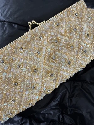 Bolso sin asas vintage bordado Carlo Fellini con cadena pequeña noche nuevo Foto 1 de 4