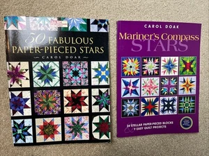 2 Quilting Books + 2 Discs By Carol Doak: 50 Fabulous Stars & Mariner’s Compass - Foto 1 di 7