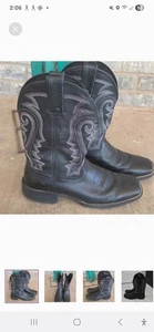 Herren Schwarz Durango Eckige Zehe Stiefel 10D - Bild 1 von 7
