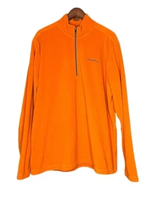 Eddie Bauer Orange Shirt Mens Tall XL 1/4 Zip Fleece Pullover Outdoor Cozy - Picture 1 of 10