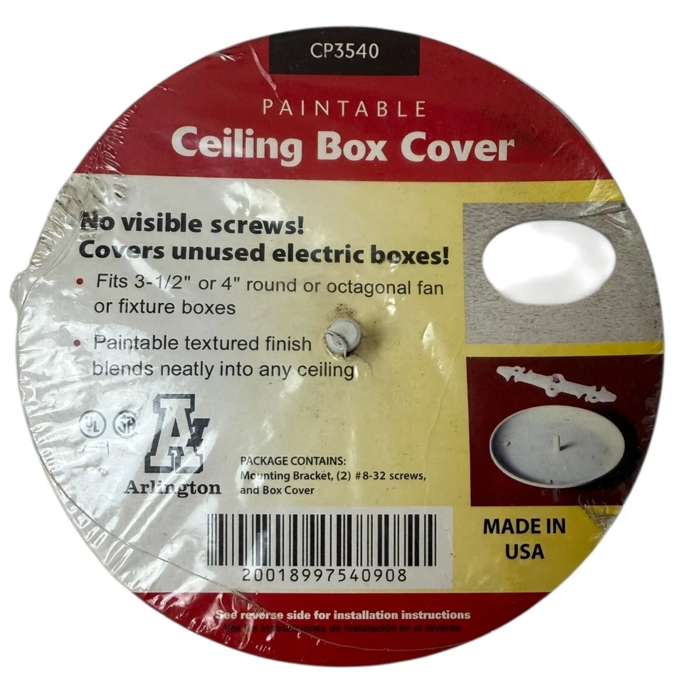 Arlington Round Paintable Ceiling Box Covers 3-1/2"- 4" CP3540