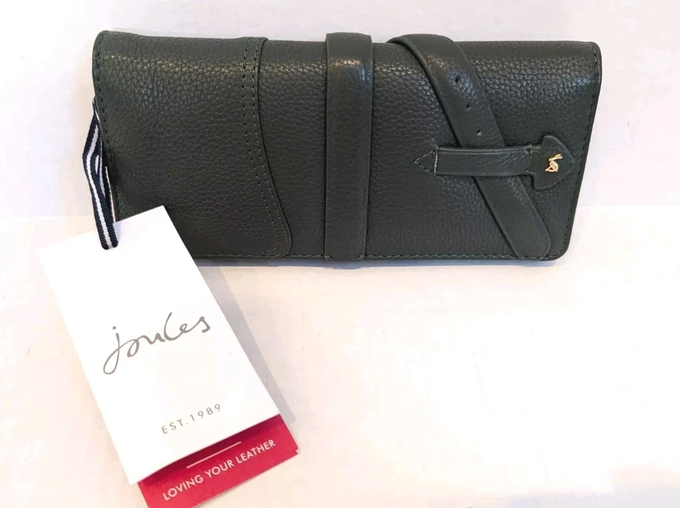 Joules Green Leather Copston Card Coin ID Window Wallet NWT - Image 1 of 4