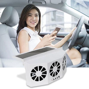 Solar Powered Car Vehicle Window Air Vent Cooling Exhaust Fan Radiator Cooler - Picture 1 of 13