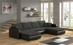 Design Ecksofa U-form Bettfunktion Couch Leder Textil Sofa Neu Wohnlandschaft - Bild 1 von 12
