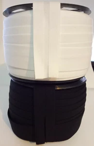 25mm Schrägband 5M Weiß Schwarz 1,20/m gefalzt 100%Baumwolle Einfassung Nahtband - Bild 1 von 1