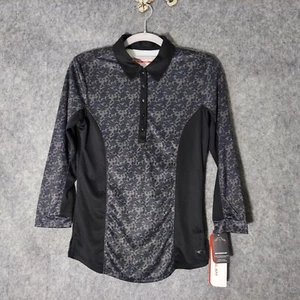 Grand Slam Women Polo XS Button Quick Dry Sun Protection Stretch Black - Picture 1 of 22