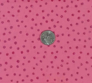 Rose Pink w/ Glitter Dots Cotton Fabric Quilting Apparel Fashion 18" x 43" - Picture 1 of 1