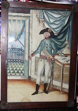 Embroidered Stump work Portrait British 5 Star Admiral (Jervis?) in Victory 1800