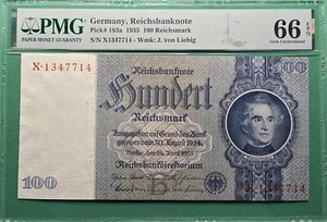 BILLETE DEL IMPERIO DE ALEMANIA 1935 100 MARCOS DEL IMPERIO P# 183a PMG 66 EPQ GEMA UNC - Imagen 1 de 2