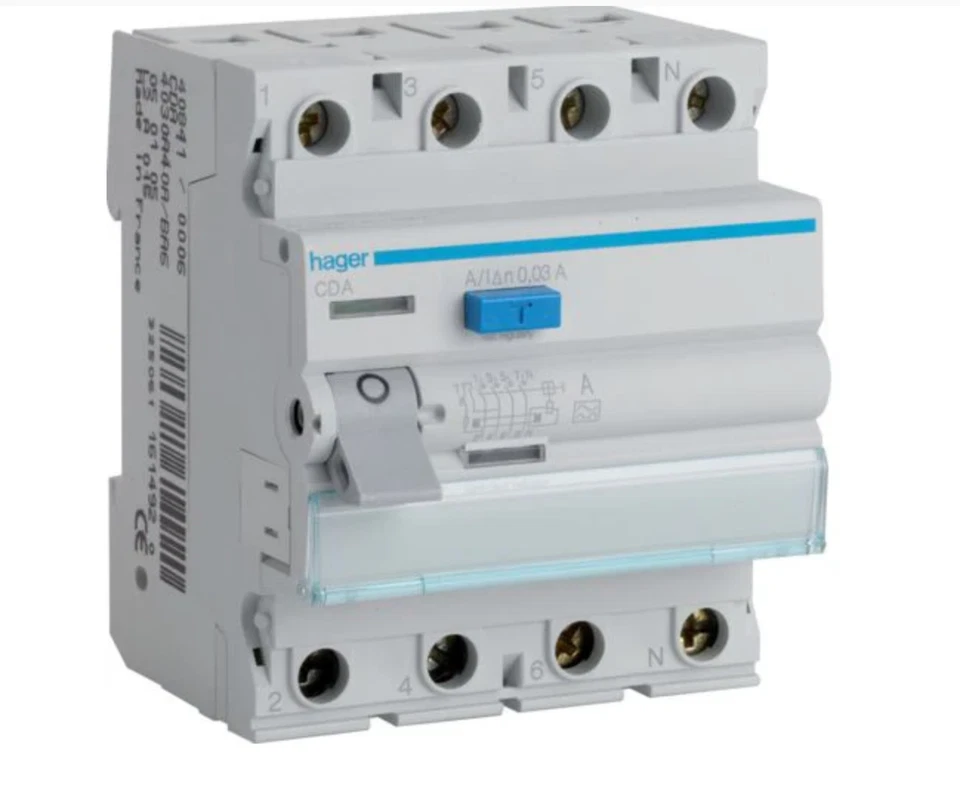 Hager 63A 30MA CDA463U 4 FOUR  POLE RCD RCCB - Image 1 of 1