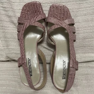 WORTHINGTON 'Kelli' Leather Slingback High Heels~Pink~Size 8 - Picture 1 of 6