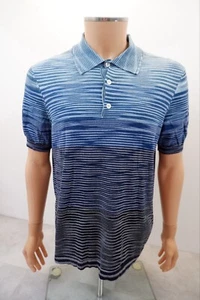 Jersey Missoni Para Hombres Tejido Fino Cuello Polo Cuello Talla 52 Azul Manga Corta - Imagen 1 de 10