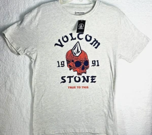 Volcom Men's T-Shirt SZ Small Volcom Stone in Skull - 1991 True To This Gray - Picture 1 of 9