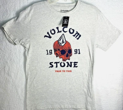 Volcom Men's T-Shirt SZ Small Volcom Stone in Skull - 1991 True To This Gray - Image 1 of 4
