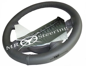 FITS 2000-2010 VOLVO TRUCK VNL 630 REAL DARK GREY LEATHER STEERING WHEEL COVER - Picture 1 of 3