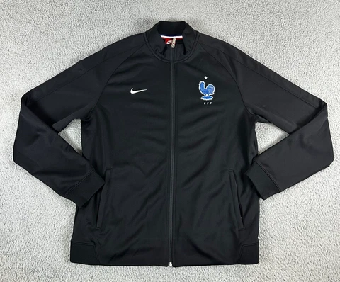 French Football Federation Jacket Mens XL Black Long Sleeve Full Zip Nike Soccer Cover