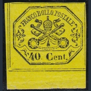 ASI 1867 Pontificio 40 cent. giallo n. 19 Nuovo * Antichi Stati Italiani - Foto 1 di 3