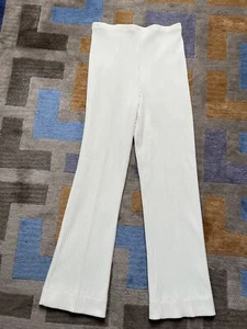 Catalina Sportswear gerippte Strickhose gerade elfenbeinfarben Vintage Damen 9/10 USA - Bild 1 von 7