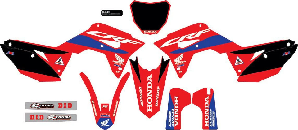 Kit de gráficos D'COR preto HRC para 2019-2021 Honda CRF 250R CRF250R 20-10-621 - Imagem 1 de 1