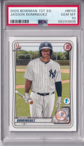 2020 Bowman 1st Edition Jasson Dominguez  #BFE8 Yankees RC Rookie PSA 10 GEM MT
