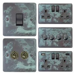 Interruptores de luz de placa estándar Verdigris CVB-BB, enchufes, atenuadores, cocina - Imagen 1 de 45