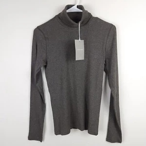 J Jill Sweater Women Medium Gray Knit Turtleneck Supima Cotton Stretch NWT - Picture 1 of 13
