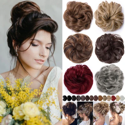 US Messy Bun Hair Piece Scrunchie Updo Cover Curly Hair Extensions Real as Human - Image 1 of 4