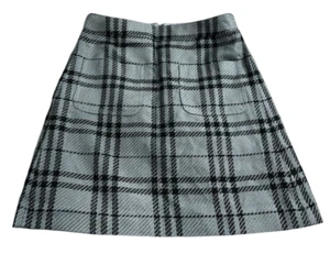 Falda J.Crew Gris Negro Tweed a Cuadros Línea A Talla 0 Retro Forrada Bolsillos Frontales - Imagen 1 de 6