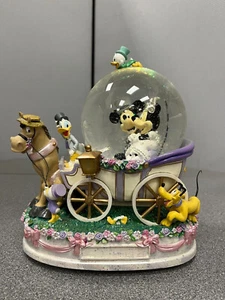 Just Married Disney Musical Snow Globe Mickey and Minnie Mouse Original Box+Tag - Picture 1 of 11