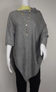 CASHMERE Poncho GREY Handmade Gray CAPE Wrap One Size,FREE UK Shipping, - Picture 1 of 10