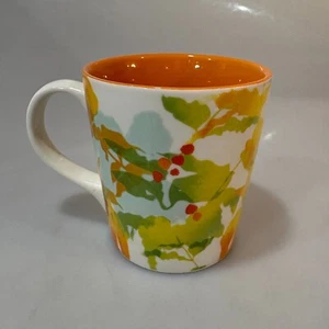 Taza de café Starbucks 2008 acuarela naranja hojas verdes bayas 14 oz - Imagen 1 de 6