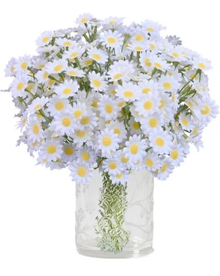 Flores artificiais de margarida 30 peças pequenas flores brancas falsas de margarida 3 pacotes  - Imagem 1 de 4