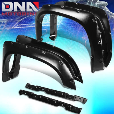 FOR 14-20 TUNDRA TEXTURE BLACK POCKET RIVETED FENDER FLARES 1.75"WHEEL COVER 6PC - Image 1 of 4