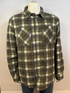 M&S Men’s Warm Fleece Popper Flannel Overshirt Size 2XL - Picture 1 of 8