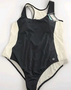 M&S Traje de Baño Espalda Corredora Goodmove Azul Marino Blanco y Negro Disfraz de Natación Talla 22 Nuevo - Imagen 1 de 6