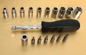 NEW DieHard 18pc 1/4" 6pt SAE Socket, Spinner and Bit Set, 3/16-9/16" + T10-T30 - Bild 1 von 1