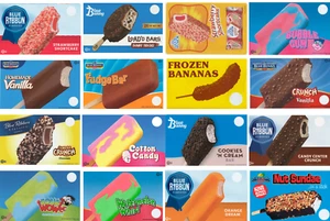 Lot of 12 Mixed Novelty Ice Cream Bar Stickers, Ice Cream Truck Decal 8"x5" - Picture 1 of 1