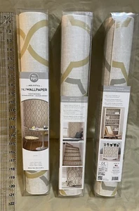 NuWallpaper NU1695~Lattice~Taupe Tan Gold Peel & Stick Wallpaper~ ‘Sausalito’ - Picture 1 of 12