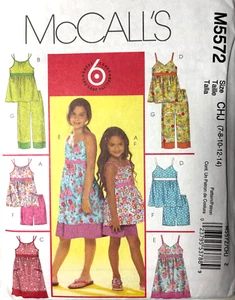 Mädchen Schnittmuster Sommerkleid Top Shorts McCall's 5572 Größe 7-14 neu ungeschnitten - Bild 1 von 2