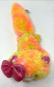 Fiesta Fursians Plush Cat with Bow Rainbow Pink Yellow Green Orange - Picture 1 of 4