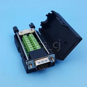 DB15 VGA Male 3 Rows 15 Pin Plug Breakout Terminals Screw Type DIY Connector - Picture 1 of 6
