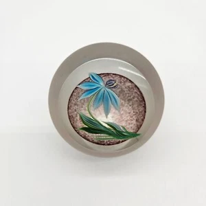 Correia Art Glass Paperweight Blue Flower Signed Weldon & Numbered 25/100 - Picture 1 of 12