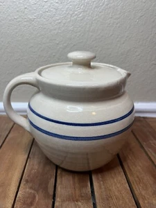 Marshall Pottery Pitcher W/lid Blue Stripe Master Potter Tommy Humphries Signed - Picture 1 of 9