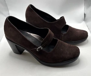 DANSKO TARA Mary Janes Brown Suede Leather Heels Pumps Womens 39 SZ 8.5-9 Work - Picture 1 of 22