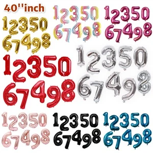 Helium Giant Number Balloons Foil Large Helium Air 16" 40" Birthday Age Party UK - Picture 1 of 33